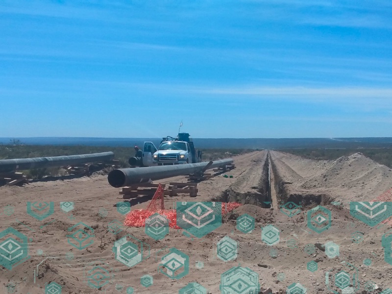 Obra lineal — ducto en construcción